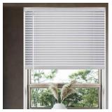 33.5\" White Cordless Light Filtering Window Blinds, Horizontal Vinyl Mini Blinds/Shades, 1\" Slats, Easy Install