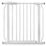 Baby and Pet Safety Gate with Hold-Open and Auto-Close Adjustable Steel Barrier for Stairs, Doorways, and Hallways, No Drilling Installation