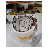 Wicker Bike Basket for Small Dogs Cats Pet Carrier Front Basket with Wire Mesh Cover (Wood Color