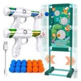 Gun Toy Gift for Boys Age of 4 5 6 7 8 9 10 10+ Years Old Kids Girls for Birthday with Moving Shooting Target 2 Blaster Gun and 18 Foam Balls Compatible with Nerf Guns (Dinosaur