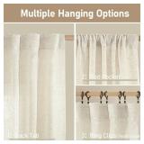 LAMIT Natural Ivory Semi Sheer Linen Curtains 84 inch Long, Cream White Light Filtering Living Room Panels Back Tab and Rod Pocket Neutral Drapes for Bedroom/Farmhouse, 2 Panels, 52 x 84 Inch