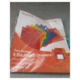 SUNEE 8 Tab Dividers with Pockets, Plastic Dividers for 3 Ring Binder, Subject Dividers with 2 Pockets, Binder Dividers for School Office Home Supplies, Multicolor, 1 Set
