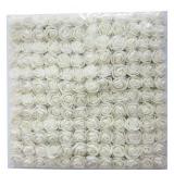 Artfen Mini Fake Rose Flower Heads 50pcs Mini Artificial Roses DIY Wedding Flowers Accessories Make Bridal Hair Clips Headbands Dress (Bottom add Gauze) Milk White