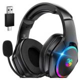 Wireless Gaming Headsets for Ps5 Ps4 PC, 2.4GHz USB & Type-C Gaming Headphones, 40H+ Hrs & 7.1 Surround Sound with Noise Canceling Microphone for Switch Phone