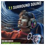 Wireless Gaming Headsets for Ps5 Ps4 PC, 2.4GHz USB & Type-C Gaming Headphones, 40H+ Hrs & 7.1 Surround Sound with Noise Canceling Microphone for Switch Phone