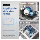 GAOKASE Dish Drying Rack, Stainless Steel Space-Saving Dish Rack, Dish Racks for Kitchen Counter, Kitchen Dish Drainers with Removable Utensil Holder,New Drain Outlet,Plate Rack and Drainboard, Black