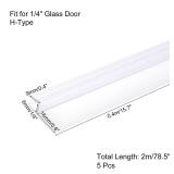 uxcell Shower Door Side Seal, H-Type Shower Door Sweep for 1/4\" Glass 78.5\" Long (15.7\" x 5 Pcs), 3 Section Segmented Frameless Glass Door Seal Strip, Stop Shower Leaks, Clear
