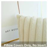 JOJUSIS Pack of 2 Faux Fur Plush Decorative Throw Pillow Covers Couch Cushion Case Soft Pillowcases (Beige, 24 x 24-Inch)