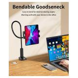 Tablet Stand, Kindle Holder for Reading in Bed, [Flexible Long Arm Gooseneck] [Anti-Slip] [Hands Free]Phone Holder for Bed Desk, i pad Stand for Fire/i pad/iPhone/Switch/Tablet Devices (4.7
