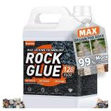 Rock Glue, 1Gallon Mulch Glue for Landscaping, Fast-Dry Strong Pea Gravel Stabilizer Landscape, Non-Toxic Long-Lasting Dries-Clear Strong Pea Gravel Binder for Pebble, Pine Straw for Outdoor Gardens