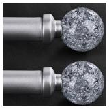 2 Pack Silver Curtain Rods for Windows 28 to 48 Inch, 1
