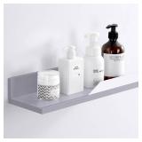 YOHOM Gray Adhesive Floating Shelf No Drilling for Bathroom Tile Wall Stick on Shower Shelf Rack Organizer 14.96inch