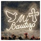 Mi Bautizo Neon Signs for Wall Decor, 15.7 * 10.8 inches Led Baptism Decorations, Perfect For Children