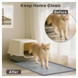 Cat Mat for Litter Box, 34\" X 22\" Large Silicone Cat Litter Trapping Mat, Easy Clean for Scatter Control, Soft on Kitty Paws, Waterproof, Urine-Proof, Non-Slip Kitty Litter Mat for Floor, Gray