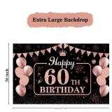 WOJOGO 60th Birthday Decorations for Women - 40pc Rose Gold Party Decor Set with Happy 60th Birthday Banner Cake Topper Number 60 Balloons Sash Honeycomb Centerpieces Hanging Swirls and Large Backdrop