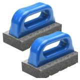 Wenqik 2 Pcs Rub Brick with Handle Concrete 20 Grit Masonry Tools Smoothing Cleaning Removing Marks Tool(Blue)