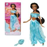 Disney Store Official Disney Princess Classic Doll (Jasmine from Aladdin), 11 Inches, Includes Brush with Molded Details, Fully Posable Toy in Classic Outfit - Disney Princess Toys for Girls