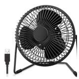 EasyAcc 6 Inch USB Desk Fan, Small USB Desk Fan, [Small Quiet Strong Airflow and 360Â° Rotating Personal Table Cooling Fan] USB Powered Portable Fan, 2 Speedï¼3.3~4.1 M/S Black (USB POWERED ONLY