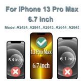 for iPhone 13 Pro Max Screen Replacement 6.7 inch, Compatible with Model A2484, A2641, A2643, A2644, A2645
