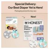 The Honest Company Clean Conscious Diapers for Delicate Skin, Up to 100% Leakproof Hypoallergenic Fragrance-Free Baby Diapers, Gender Neutral Prints, Club Box, Size Newborn, 72 Count (Prints May Vary)