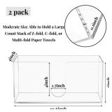 One Cracked ZAVOOS 2 Pack Acrylic Paper Towel Holder, Folded Countertop Z-fold C-fold Trifold Napkin Dispenser, Clear Hand Towel Storage Holder Tray for Bathroom, Kitchen, Restaurant