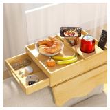 Couch Cup Holder Tray, 7-in-1 Couch Arm Tray, Sofa Clip-On Side Table with Push-Pull Drawer to Organize and Store Small Objects, 360Â°Swivel Phone Holder, for Drinks, Cups, Snacks, Remote