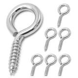 ZUSFUL 6 Pcs M6 304 Stainless Steel Screw Eye Hooks, 2-1/2 Inches Eyes Screw Hooks,Heavy Duty Screw Eye Bolt,Load Bearing 200LB,Indoor & Outdoor Use