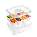 Snackle Box Container, Snack Tray with Lid and Handle, Snacklebox with Reusable Ice Pack, Halloween Candy Bowl, Divided Snack Containers, 8 Compartment Snackable Boxes, for Halloween Party
