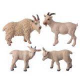 JOKFEICE Animal Figures 4pcs Plastic White Goat Animals Action Model Science Project, Learning Educational Toys, Birthday Gift, Cake Topper, for Kids