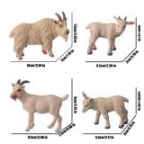 JOKFEICE Animal Figures 4pcs Plastic White Goat Animals Action Model Science Project, Learning Educational Toys, Birthday Gift, Cake Topper, for Kids