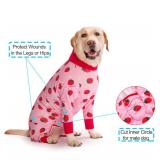 Dog Recovery Suit After Surgery Female Male, Medium Large Dog Neuter Shirt Cone Alternatives Prevent Licking Surgical Onesies (Strawberry, 3XL)
