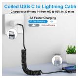 KIYODA USB Type C to Lightning Cable 6FT 2Pack, Coiled iPhone Charger Fast Charging for CarPaly Short USBC iPhone Cord for iPhone14/13/12/11 Pro Max/iPad/CarPlay-Black