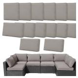 Frxeyaliz 14Pcs Outdoor Cushion Covers Replacement Washable w/Zipper for 6-Seaters Sofa Patio Slipcovers Set Seat and Back Covers Only-25.6x25.6x4inch