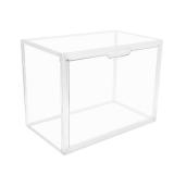 GUDEMAY Clear Stackable Plastic Storage Bins with Magnetic Lid, Dustproof Book & Cosmetic Display Cases, Large Figures Collectibles Showcase, Shoe Box, Protection Organizer (Transparent, L-1 Pack)