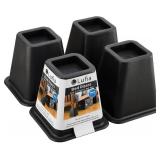 Lufia Bed Furniture Risers Heavy Duty, Stackable Bed Lifts Risers for Sofa, Table, Couch, Chair or Desk, Set of 4 Bed Lifts (Black, 6 inch)