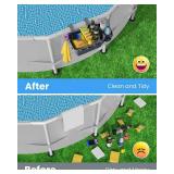 Poolside Storage Basket for Above Ground Pools, Above Ground Pool Accessories, Swimming Pool Storage Basket with Pool Cup Holder, Versatile Organization for Pool Accessories(2 Pack)