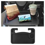 Lyxheth Car Steering Wheel Desk, Steering Wheel Tray, Car Road Trip Must Haves Gadgets Auto Table with Cup Holder, Multipurpose Travel Auto Accessory Food Desk for Most Cars Steering Wheels (Black)