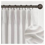 Custom Beige White Lush Decor Viral 95 Inch Curtains 2 Panel Set for Sliding Glass Doors, Elegant Pinch Pleated Thick Linen Sheer Curtain Light Filtering Privacy 94-96 Inches Window Drapes with Design