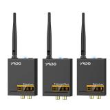 YMOO 3 in 1 2.4Ghz Wireless Audio Transmitter and Receiver,2 Receivers for Two Speakers,20ms Ultra Low Latency,192kHz/24bit HiFi,320ft Range RCA Jack Wireless Adapter for TV/Speaker/PC/Home Stereo