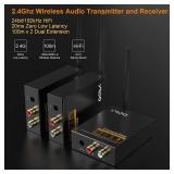 YMOO 3 in 1 2.4Ghz Wireless Audio Transmitter and Receiver,2 Receivers for Two Speakers,20ms Ultra Low Latency,192kHz/24bit HiFi,320ft Range RCA Jack Wireless Adapter for TV/Speaker/PC/Home Stereo