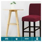 Turquoize Stretch Bar Stool Cover Counter Stool Pub Chair Slipcover for Dining Room Cafe Barstool Slipcover Removable Furniture Chair Seat Cover Jacquard Fabric with Elastic Bottom Set of 2, Burgundy