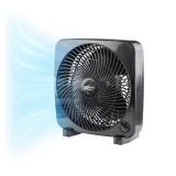 Comfort Zone Box Fan, 9 inch Portable Desk fan, Quiet 3 Speed Mini Fan for Bedroom, Electric Bedside Table Fan, Black