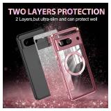 Casetego for Google Pixel 8A Case,Compatible with MagSafe,Glitter Sparkle Magnetic Plated Slim Shockproof Soft TPU Bumper Full Protection Case for Google Pixel 8A,Rose Gold