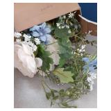 JoyHome 2 Pack Artificial Peony Flower Garland - 6ft Silk Peony Garland Flower Vine Blue and White Peony Silk Roses Flowers for Wedding Arch Party Table Decor (2, Blue)
