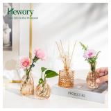 Hewory Small Glass Vases for Flowers: Set of 4 Mini Bud Vases for Tables Centerpieces - Vintage Flower Vase for Wedding Party Home Decor(Champagne Rose Gold)