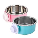 QIYADIN Stainless Steel Removable Pet Food Bowl, Anti-overturn Water Feeder Container, Suitable for Small Dog/Cat/Rabbit, 2 Set of Crate Bowls, Easy to Install and Clean