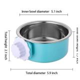 QIYADIN Stainless Steel Removable Pet Food Bowl, Anti-overturn Water Feeder Container, Suitable for Small Dog/Cat/Rabbit, 2 Set of Crate Bowls, Easy to Install and Clean