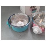 QIYADIN Stainless Steel Removable Pet Food Bowl, Anti-overturn Water Feeder Container, Suitable for Small Dog/Cat/Rabbit, 2 Set of Crate Bowls, Easy to Install and Clean