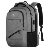 MATEIN Travel Laptop Backpack, 17 Inch Work TSA Approved Carry on Backpack, Large Computer Business Bag for Men Women with USB Port and Trolley Sleeve, College School Rucksack Book Bag, Grey