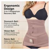 3 in 1 Postpartum Support Recovery Wrap - Belly Band, After Birth Brace, Slimming Girdles, Body Shaper Waist Shapewear, Post Surgery Pregnancy Support Band (Dusty Plum, M/L)
